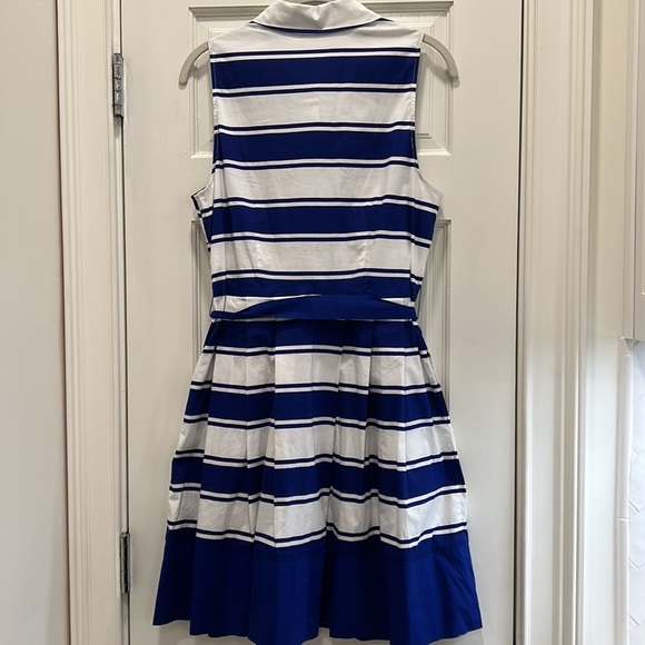 Milly Cobalt Blue & White Striped Collared Dress for Office or Casual sz.10 - Picture 7 of 11